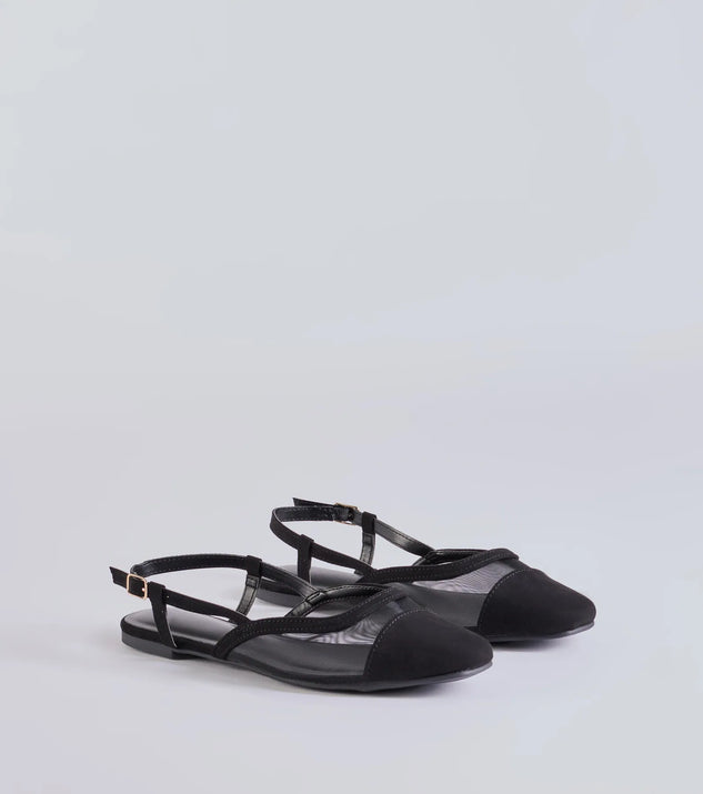 The Classically Chic Slingback Colorblock Ballet Flats are women's black shoes for work, featuring a sleek silhouette and cushioned sole for all-day comfort, and are a trendy choice for professional or business casual outfits.