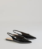 The So Stunning Faux Patent Leather Pointy Flats are women's black shoes for work, featuring a sleek silhouette and cushioned sole for all-day comfort, and are a trendy choice for professional or business casual outfits.