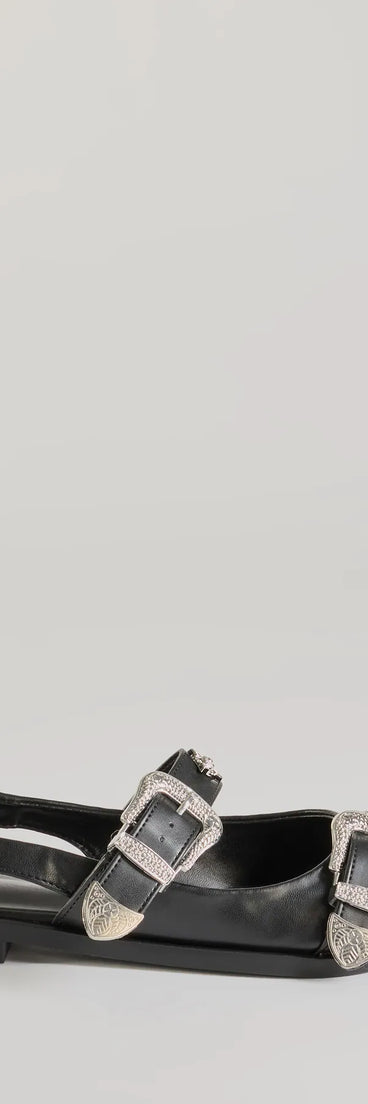 
Upgrade your style game for 2025 with the Western Flair Buckle Strap Sling-Back Flats in black, perfect for any fashion-forward wardrobe.