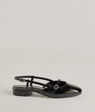 The The Classic Faux Patent Leather Mary Jane Flats are women's black shoes for work, featuring a sleek silhouette and cushioned sole for all-day comfort, and are a trendy choice for professional or business casual outfits.