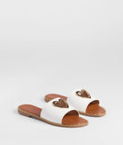 Stay on-trend this season with the Totally Heart Flat Sandals in white, a must-have for creating stylish and effortless spring outfits for women.