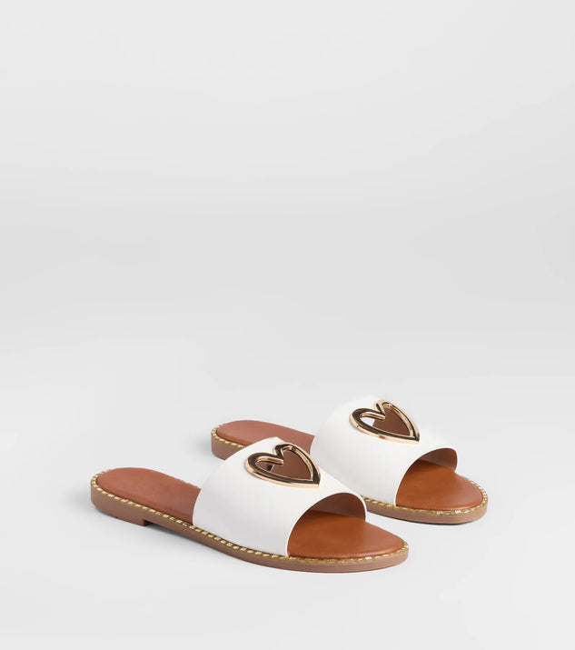 Stay on-trend this season with the Totally Heart Flat Sandals in white, a must-have for creating stylish and effortless spring outfits for women.