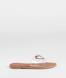 Stay on-trend this season with the Totally Heart Flat Sandals in clear, a must-have for creating stylish and effortless spring outfits for women.