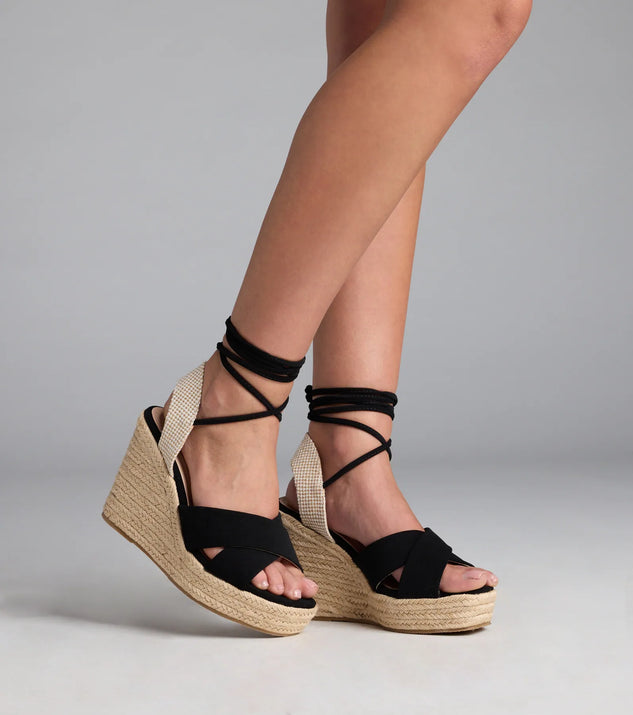 Weekend Date Lace-Up Espadrille Wedges