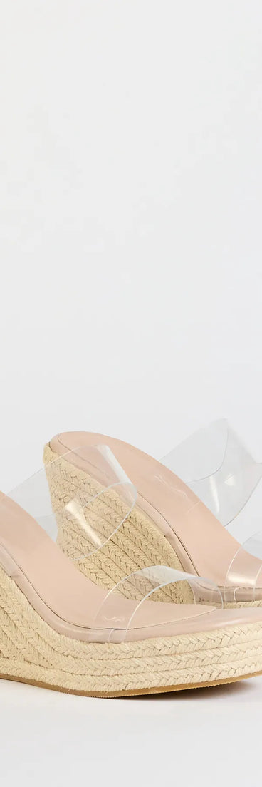 Step into style with the Stylish Transparency Espadrille Wedges, nude heels made to complete your Windsor look with comfort and glam in mind.