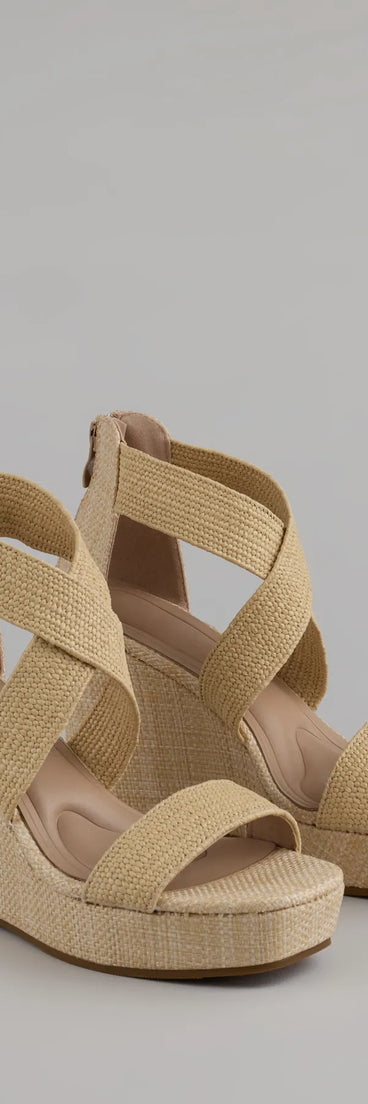Step into style with the Sun Soaked Espadrille Strappy Wedges, natural heels made to complete your Windsor look with comfort and glam in mind.