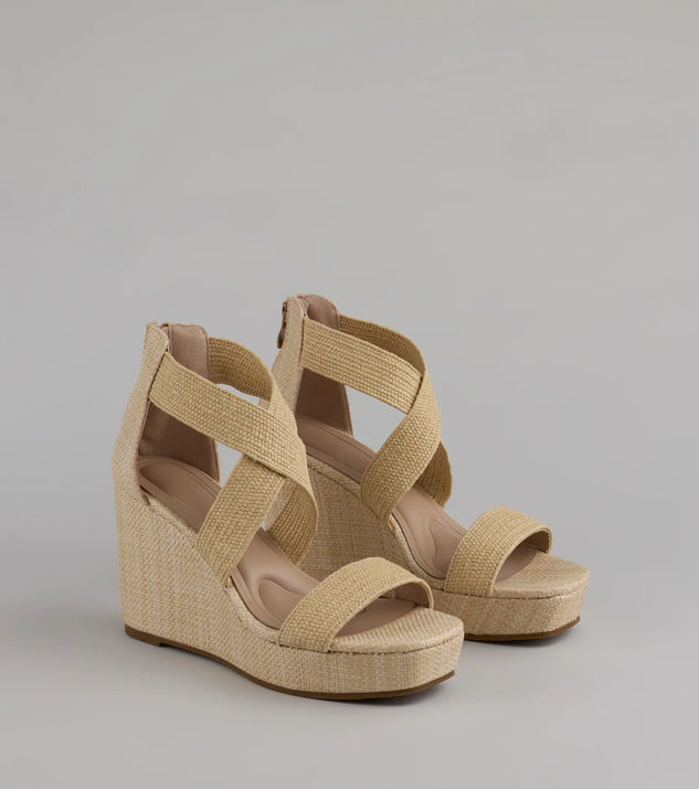 Step into style with the Sun Soaked Espadrille Strappy Wedges, natural heels made to complete your Windsor look with comfort and glam in mind.
