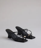 Step into style with the Refined And Classy Toe Ring Strappy Wedges, black heels made to complete your Windsor look with comfort and glam in mind.
