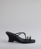 Turn heads in the Refined And Classy Toe Ring Strappy Wedges, black heels showcasing a fresh trend or stylish detail made to elevate your full Windsor fit.