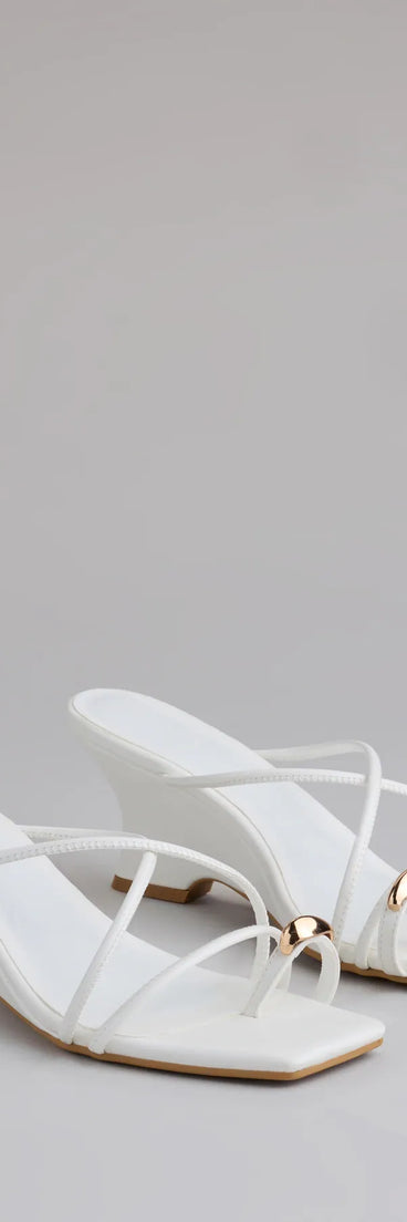 Step into style with the Refined And Classy Toe Ring Strappy Wedges, white heels made to complete your Windsor look with comfort and glam in mind.