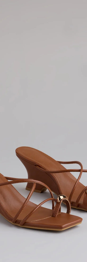 Step into style with the Refined And Classy Toe Ring Strappy Wedges, tan heels made to complete your Windsor look with comfort and glam in mind.