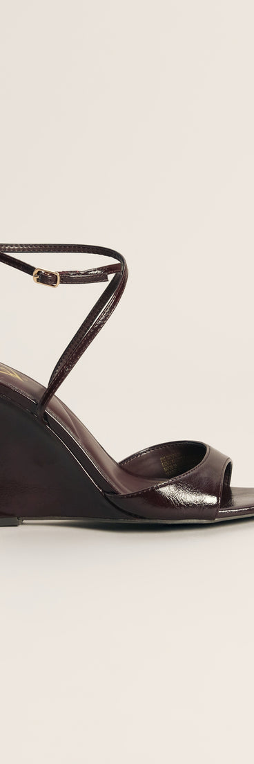 Plans on Point Patent Strappy Wedge Sandals