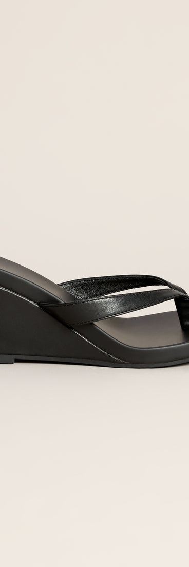 Elevated Look Faux Leather Wedge Sandals