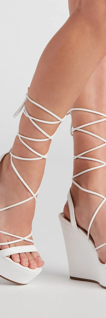 Wrapped Up PU Lace-Up Wedges