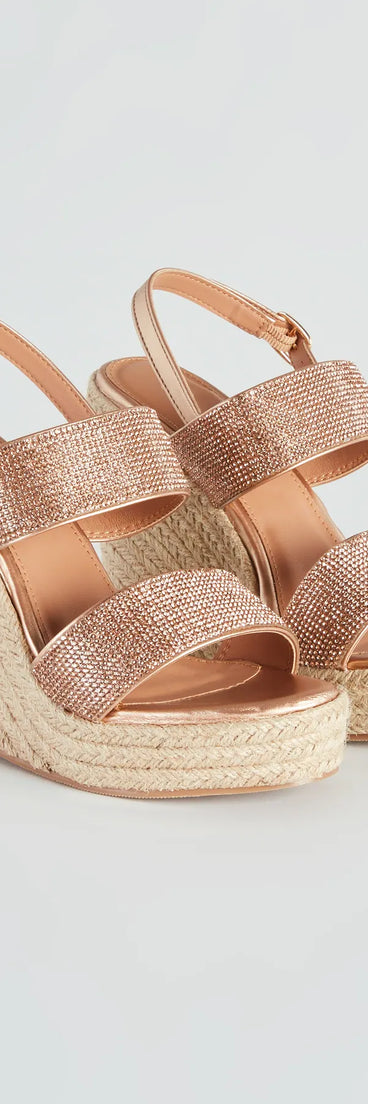 Vacay Luxe Rhinestone Espadrille Wedges