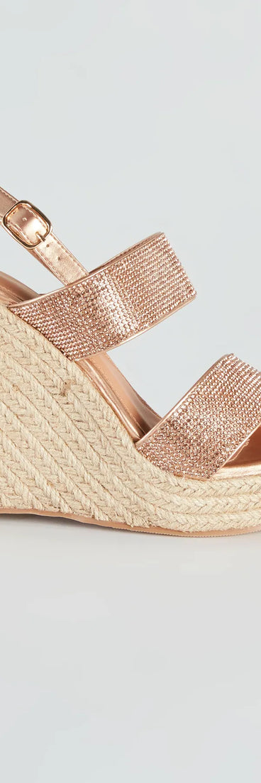 Vacay Luxe Rhinestone Espadrille Wedges