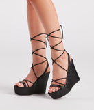 Ready For It Faux Leather Lace-Up Wedges