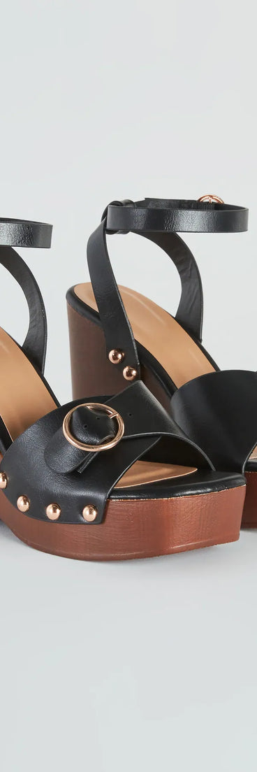 Away This Weekend Buckle Platform Wedges