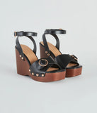 Away This Weekend Buckle Platform Wedges