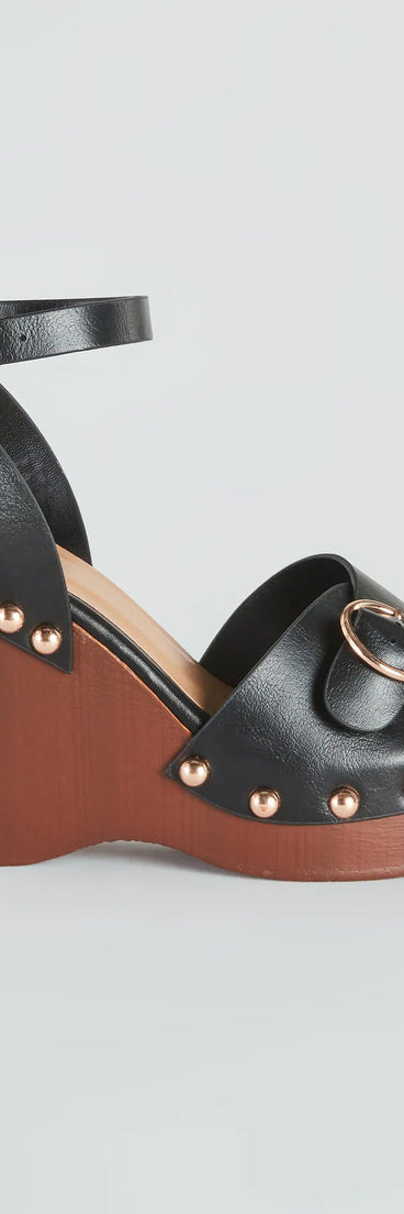 Away This Weekend Buckle Platform Wedges