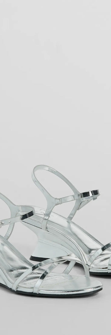 Forever Fab Reflective Chrome Wedge Heels