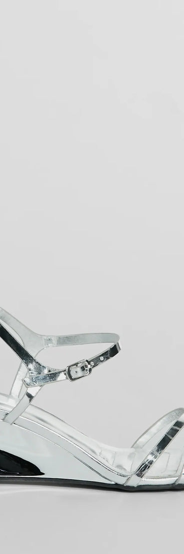 Forever Fab Reflective Chrome Wedge Heels