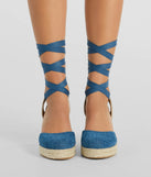 Beachy Dreams Denim Lace-Up Espadrille Wedges
