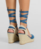 Beachy Dreams Denim Lace-Up Espadrille Wedges