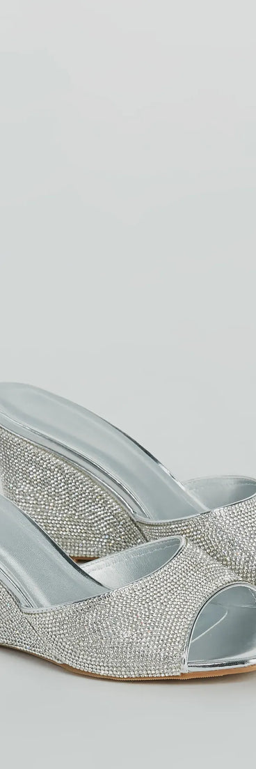 All Star Glitz Rhinestone Square Toe Wedges
