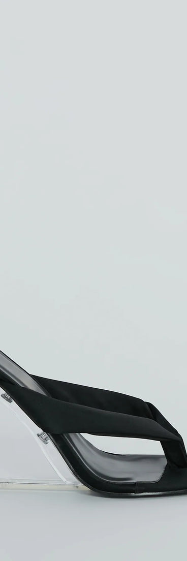 Trendy Mode Thong Strap Cutout Clear Wedges