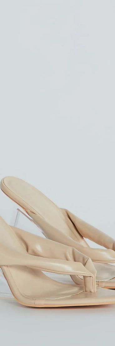 Chic Mode Thong Strap Cutout Clear Wedges