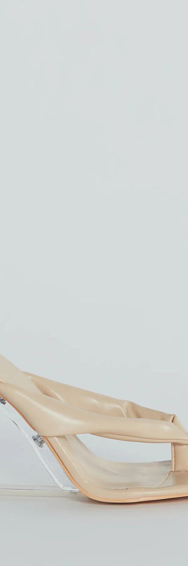 Chic Mode Thong Strap Cutout Clear Wedges