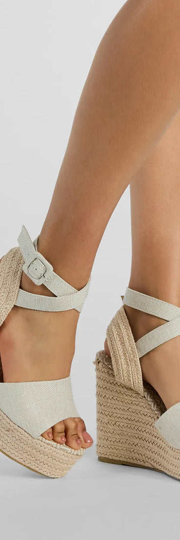 Summer Staple Linen Strap Espadrille Wedges