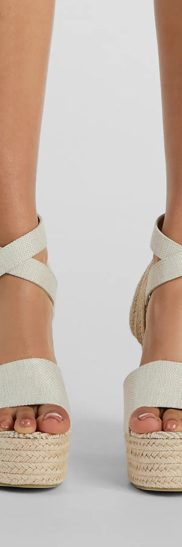 Summer Staple Linen Strap Espadrille Wedges