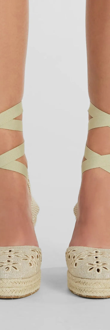 Feeling Cute Flower-Detail Espadrille Wedges