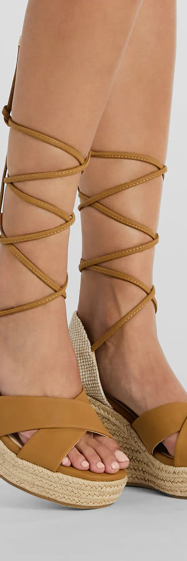 Open Toe Season Lace-Up Espadrille Wedges