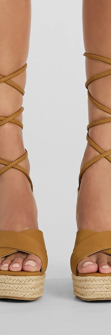 Open Toe Season Lace-Up Espadrille Wedges