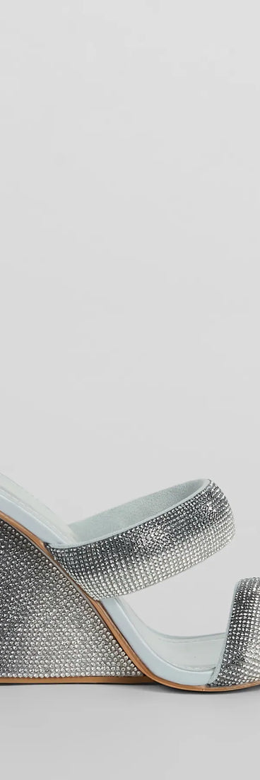 Shine In The Night Ombre Rhinestone Wedges, a trendy silver addition to women's going-out outfits, is ideal for Christmas party outfits, chic NYE attire, or winter night-out looks that keep you on-trend!