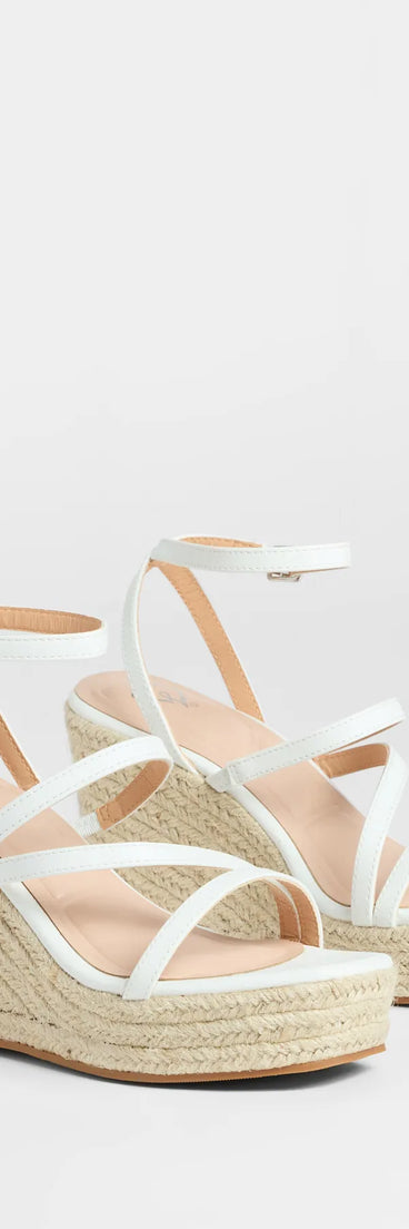 Step into style with the Sunny Fave Espadrille Platform Wedges, white heels made to complete your Windsor look with comfort and glam in mind.