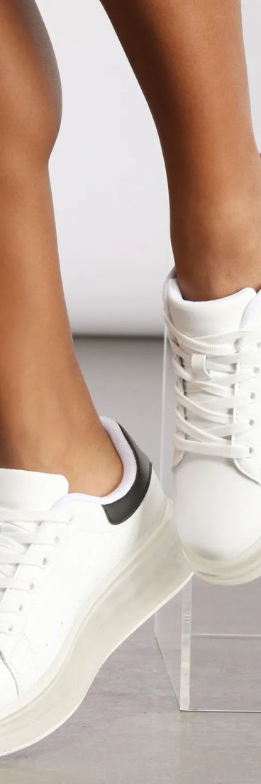Basic Lace-Up Clear Platform Sneakers