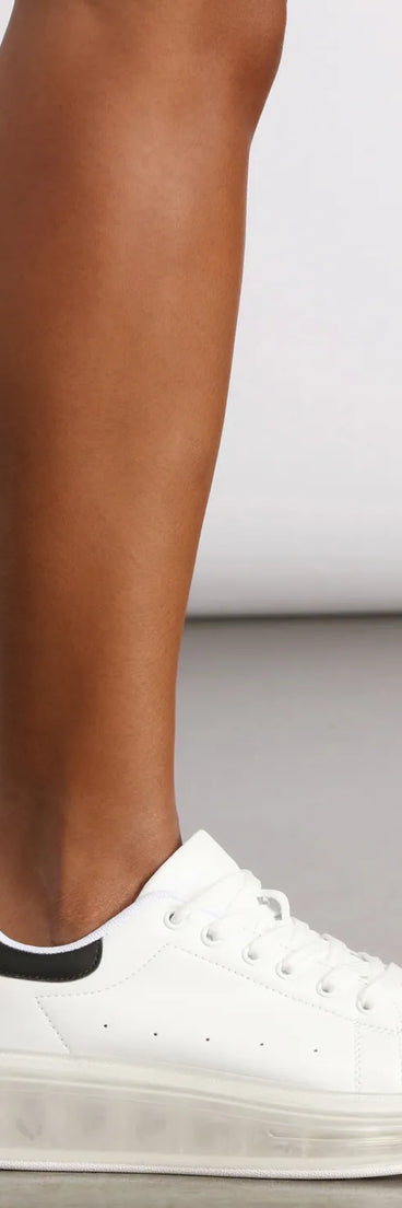 Basic Lace-Up Clear Platform Sneakers