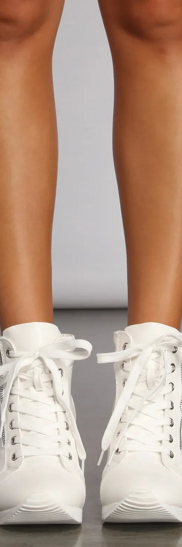 Step It Up Faux Leather Wedge Sneakers