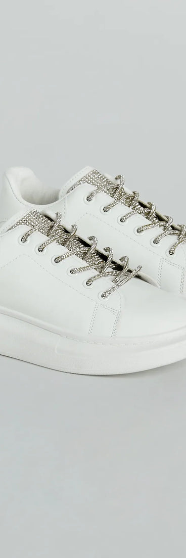 Glam Squad Faux Leather Rhinestone Sneakers