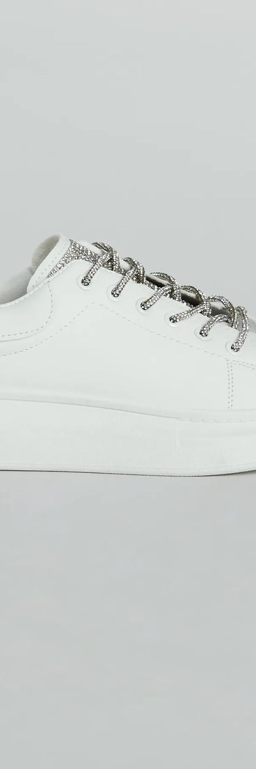 Glam Squad Faux Leather Rhinestone Sneakers