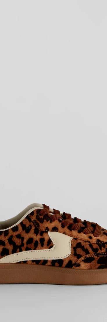 Wildly Cute Leopard Faux Suede Sneakers