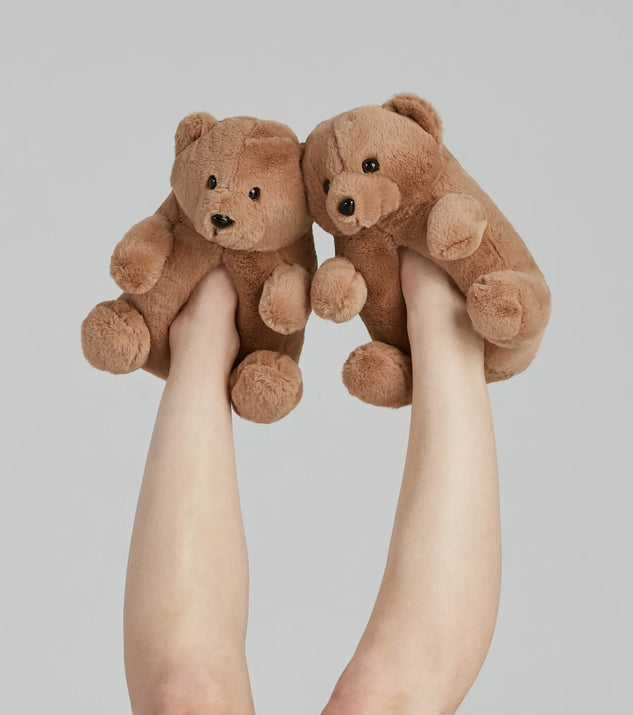 Adorable Teddy Bear Plush Slippers