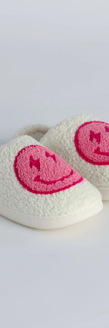 Happy Face Faux Sherpa Slippers