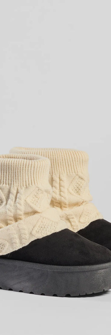 Cozy Vibes Cable Knit Platform Slippers