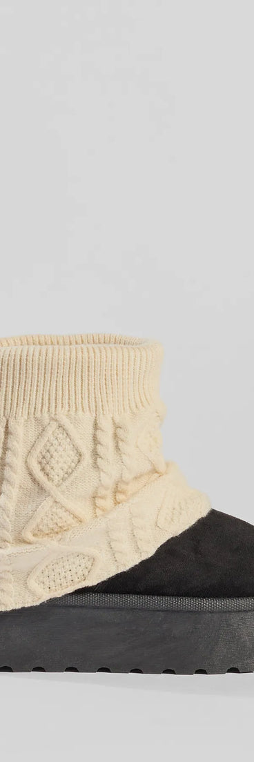 Cozy Vibes Cable Knit Platform Slippers
