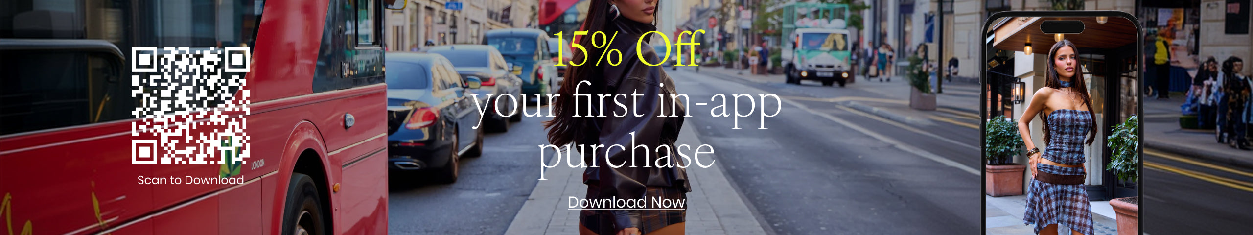 Get 15% off your first in-app purchase when you download the Windsor app—shop plaid dresses, leather jackets, and more!